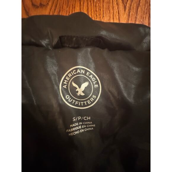 American Eagle Down Puffer Vest Faux Fur Hat Women's Small Teen Olive Green - Picture 5 of 12